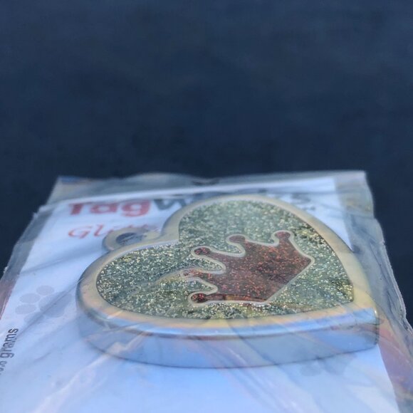 TagWorks Custom Glitter Epoxy Heart Crown Dog Tag - Picture 5 of 5